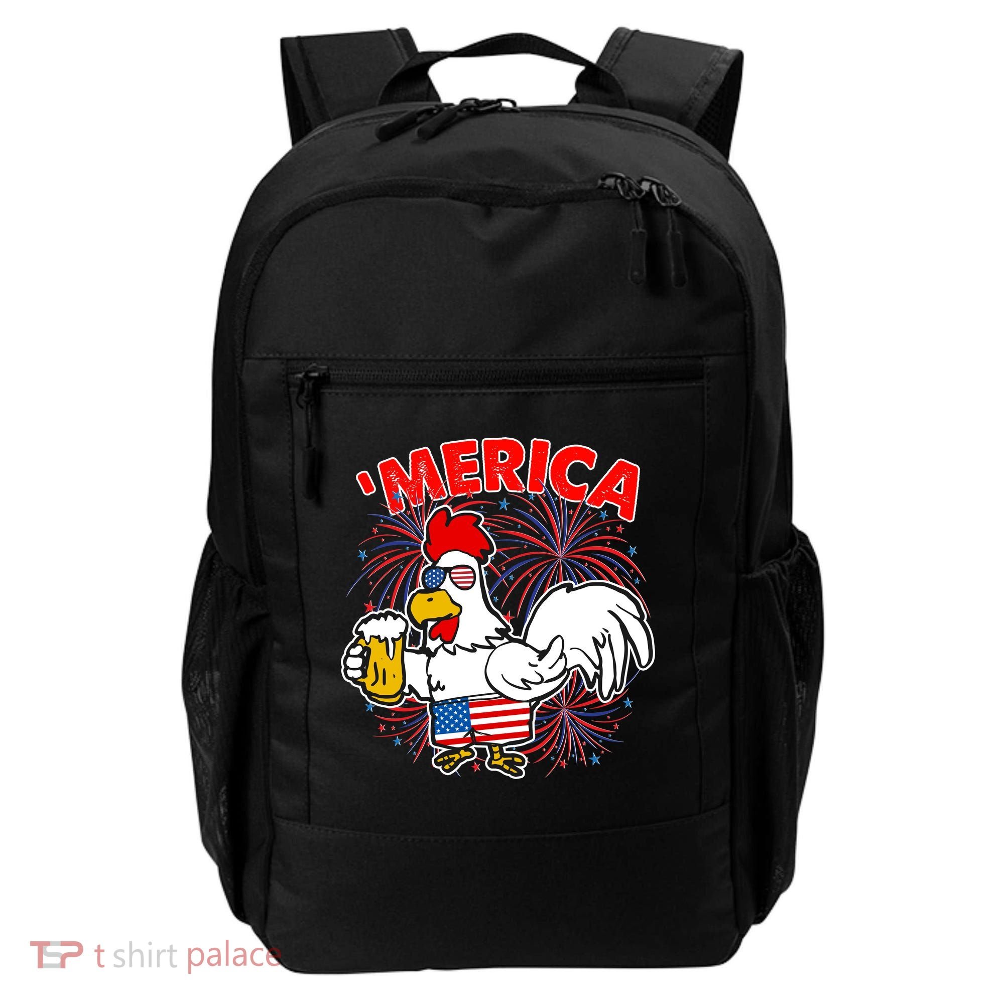 Funny Merica USA Rooster With Beer Backpack