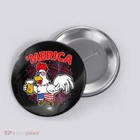 Funny Merica USA Rooster With Beer Button thumb 0