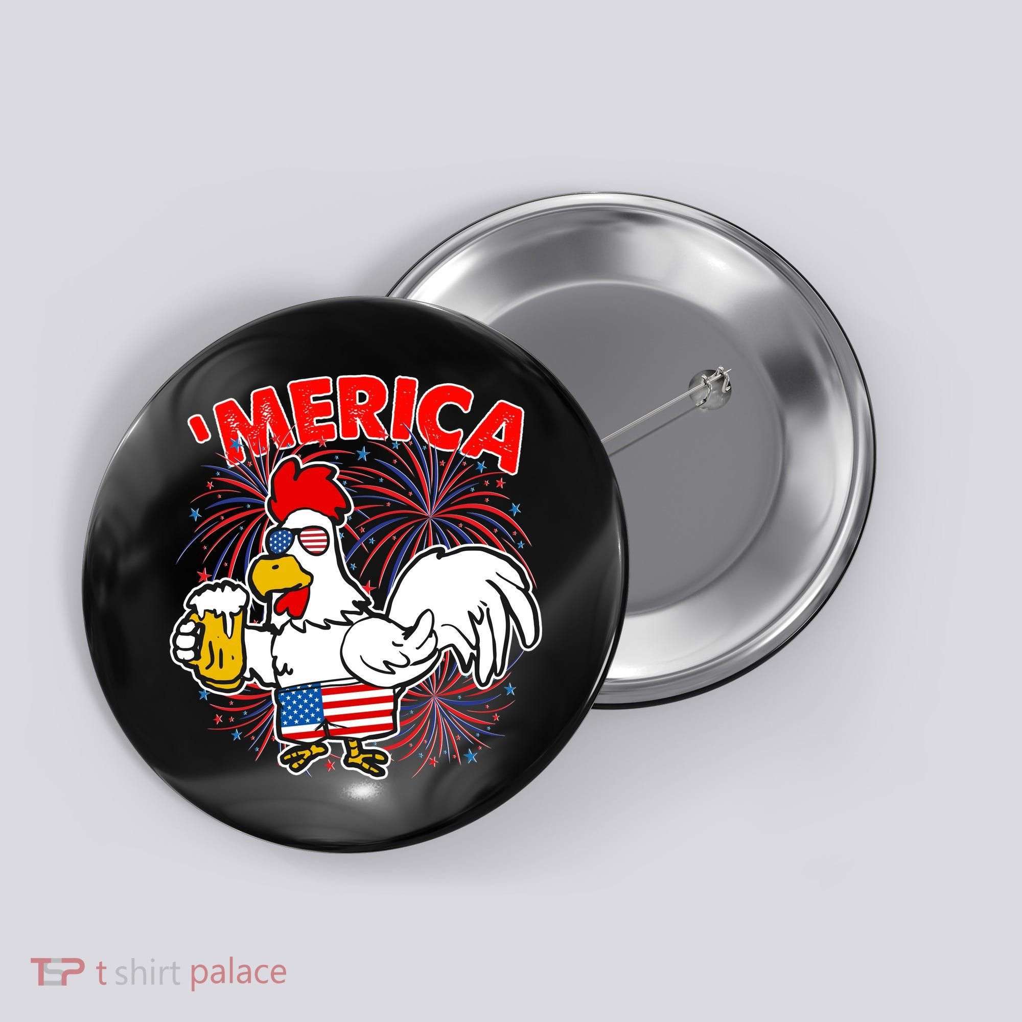 Funny Merica USA Rooster With Beer Button