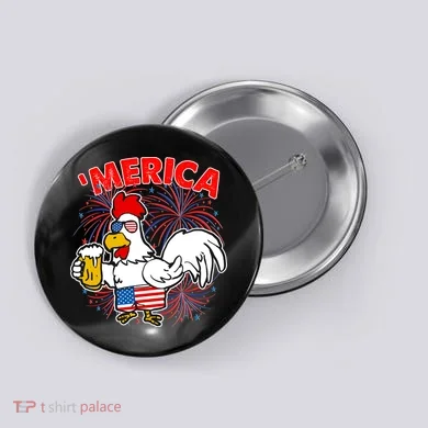 Funny Merica USA Rooster With Beer Button