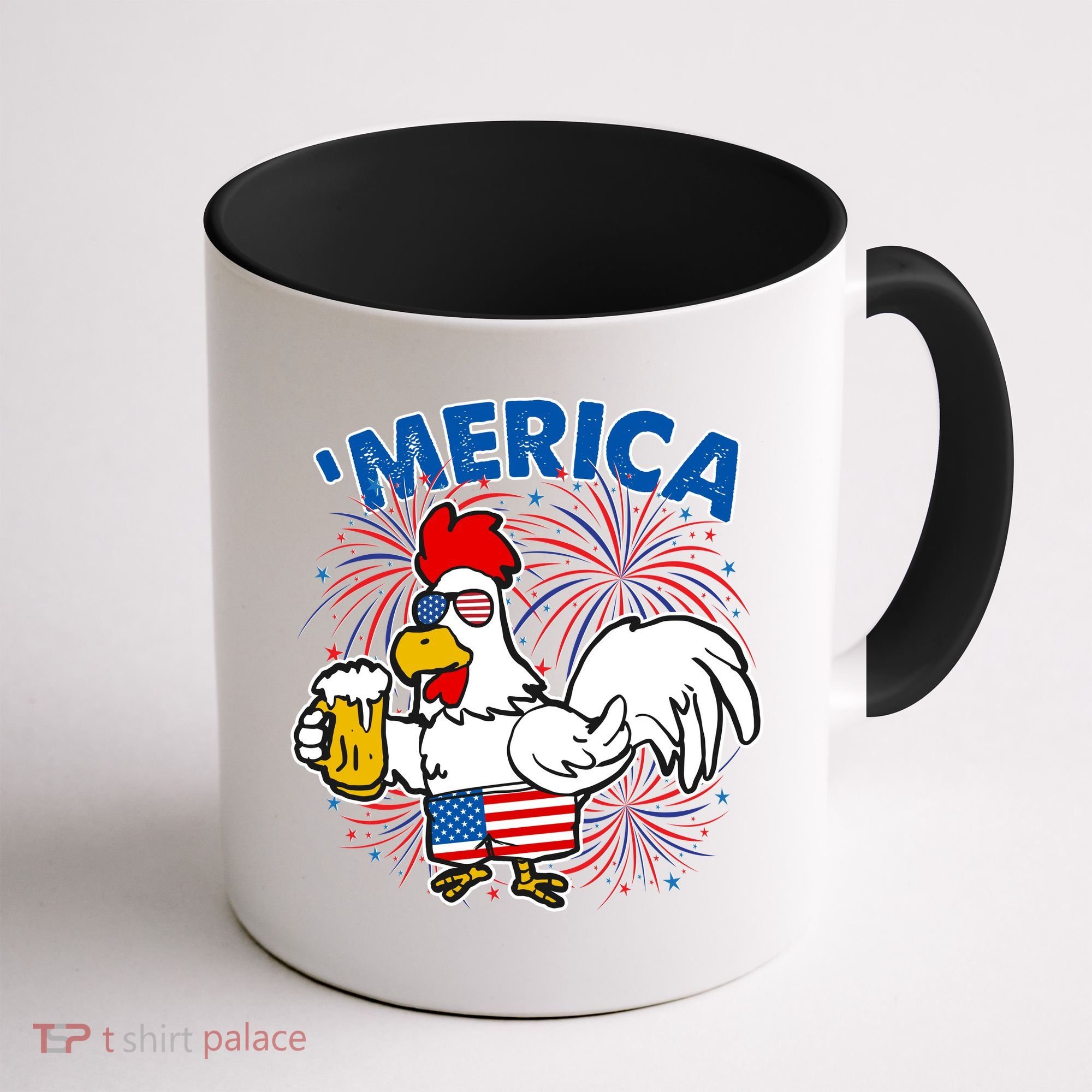 Funny Merica USA Rooster With Beer Coffee Mug