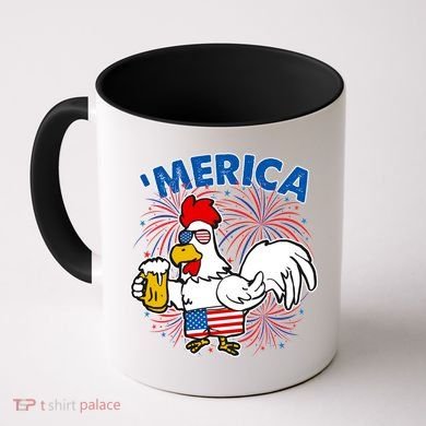 Funny Merica USA Rooster With Beer Coffee Mug