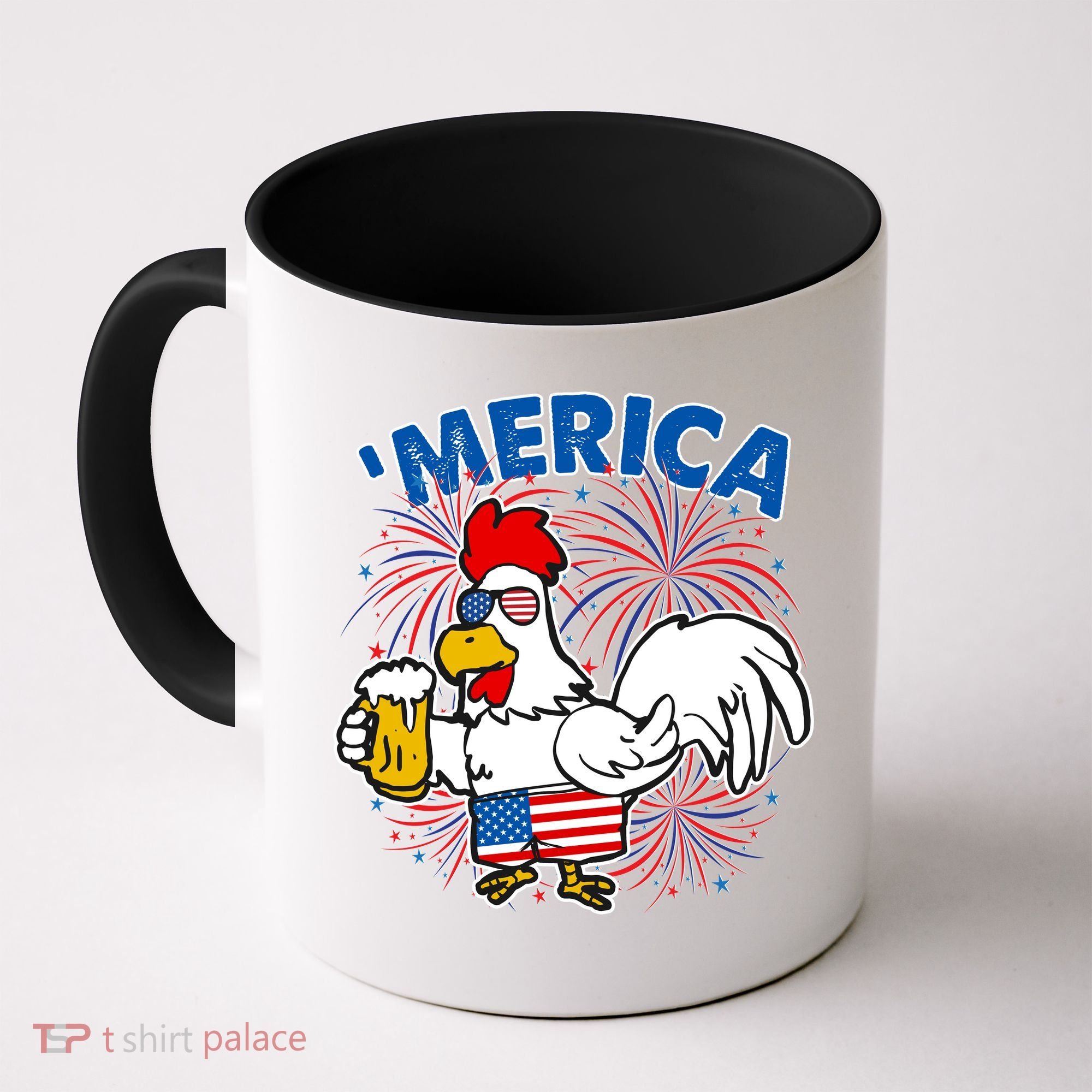 Funny Merica USA Rooster With Beer Coffee Mug