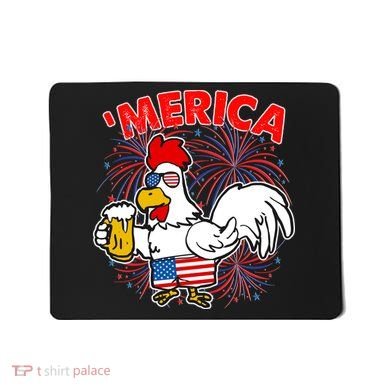 Funny Merica USA Rooster With Beer Mousepad