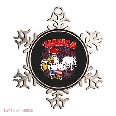 Funny Merica USA Rooster With Beer Ornament