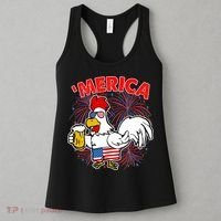 Funny Merica USA Rooster With Beer Women's Tank Top thumb 3