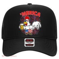 Funny Merica USA Rooster With Beer Hat thumb 0