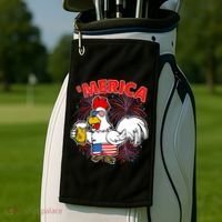 Funny Merica USA Rooster With Beer Golf Towel thumb 2