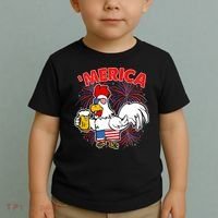 Funny Merica USA Rooster With Beer Toddler T-Shirt thumb 2