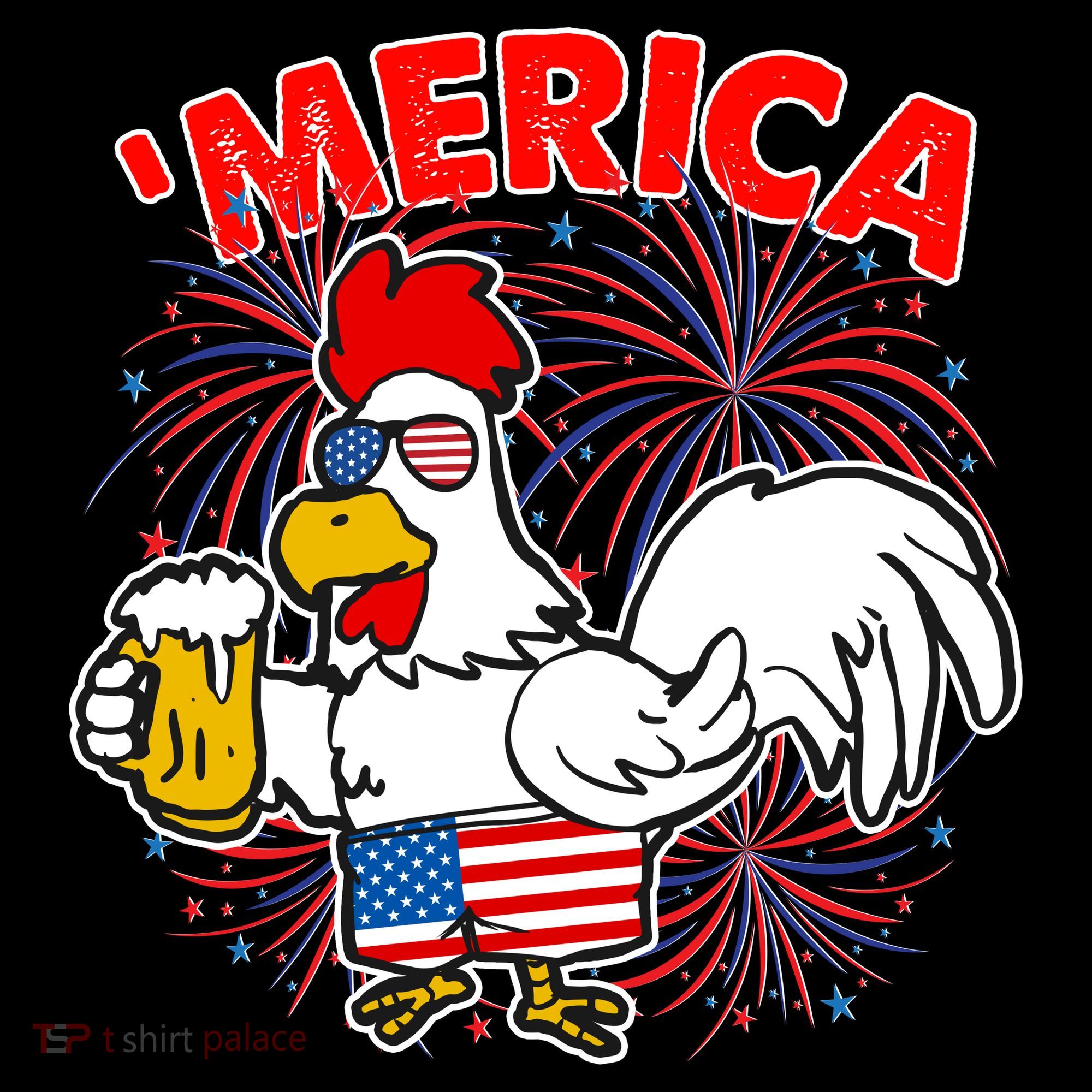 Funny Merica USA Rooster With Beer Visor