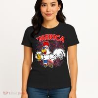 Funny Merica USA Rooster With Beer Women's T-Shirt thumb 4