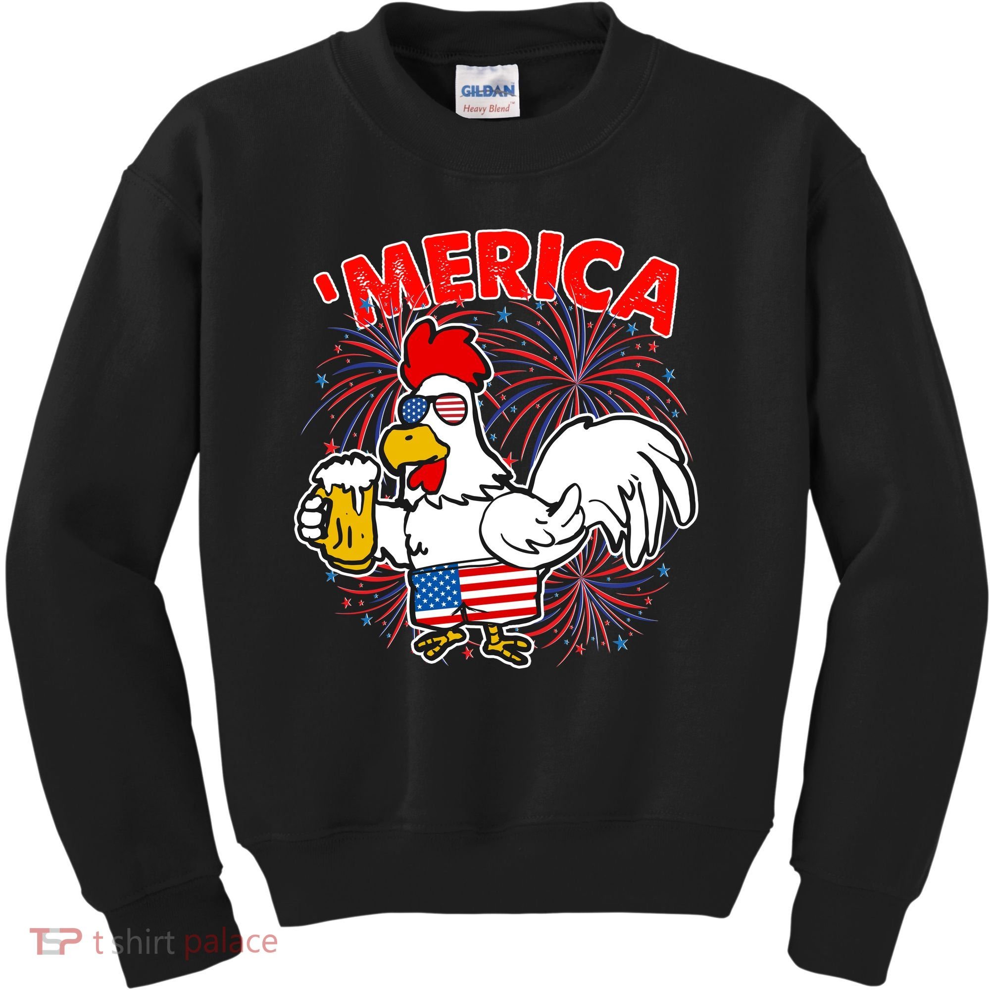 Funny Merica USA Rooster With Beer Kids Sweatshirt