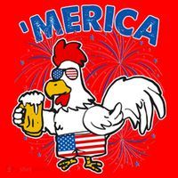 Funny Merica USA Rooster With Beer Santa Hat thumb 1
