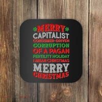 Funny Merry Capitalist Christmas Coaster thumb 0