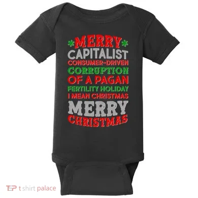 Funny Merry Capitalist Christmas Baby Bodysuit