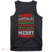 Funny Merry Capitalist Christmas Tank Top thumb 0