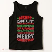 Funny Merry Capitalist Christmas Tank Top thumb 2