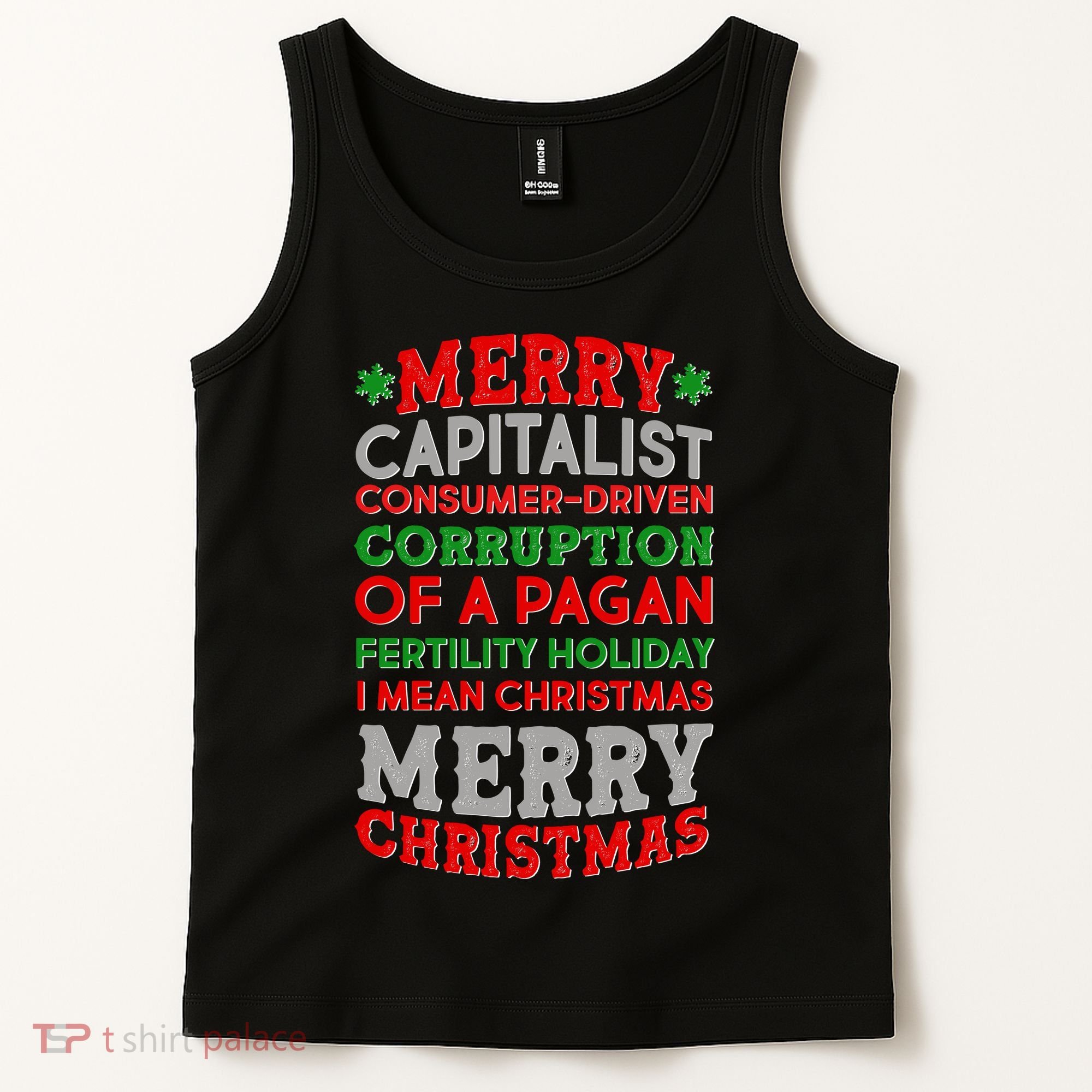 Funny Merry Capitalist Christmas Tank Top