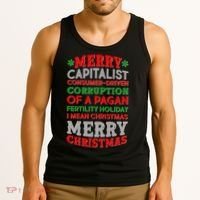 Funny Merry Capitalist Christmas Tank Top thumb 3