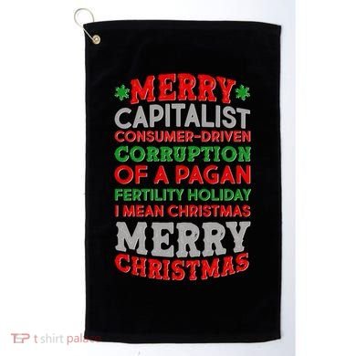 Funny Merry Capitalist Christmas Golf Towel