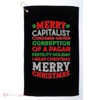 Funny Merry Capitalist Christmas Golf Towel thumb 0