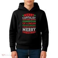 Funny Merry Capitalist Christmas Kids Hoodie thumb 4