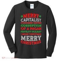 Funny Merry Capitalist Christmas Kids Long Sleeve Shirt thumb 0