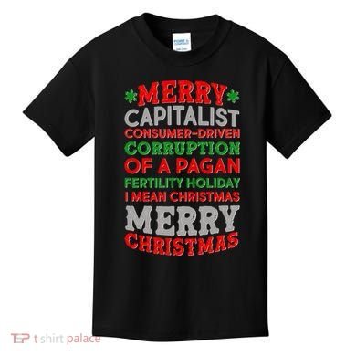 Funny Merry Capitalist Christmas Kids T-Shirt