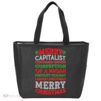 Funny Merry Capitalist Christmas Tote Bag thumb 0