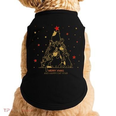 Funny Merry XMas and Happy Cat Year Christmas Tree Doggie Tank