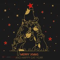 Funny Merry XMas and Happy Cat Year Christmas Tree Button thumb 1
