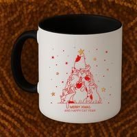 Funny Merry XMas and Happy Cat Year Christmas Tree Coffee Mug thumb 2