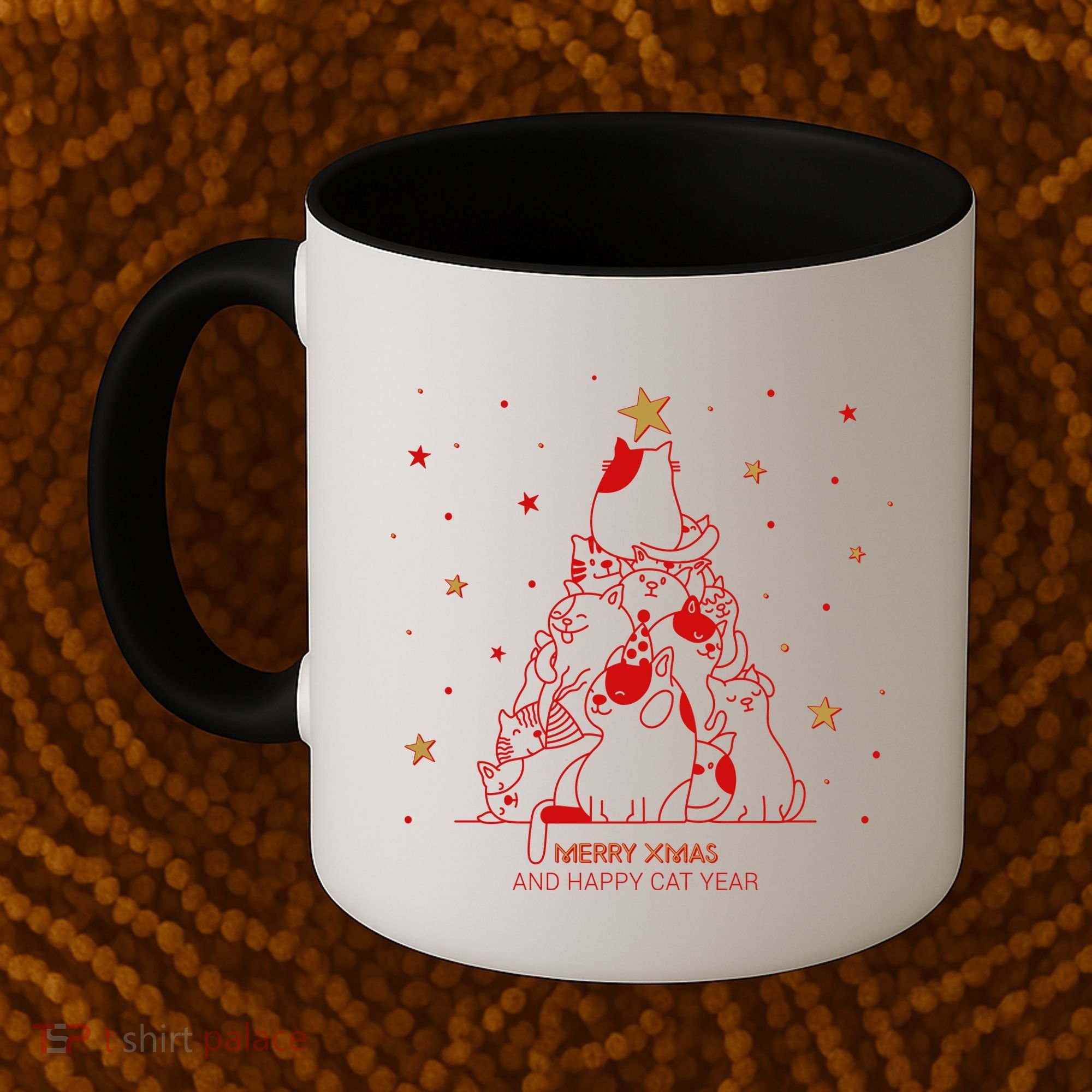 Funny Merry XMas and Happy Cat Year Christmas Tree Coffee Mug