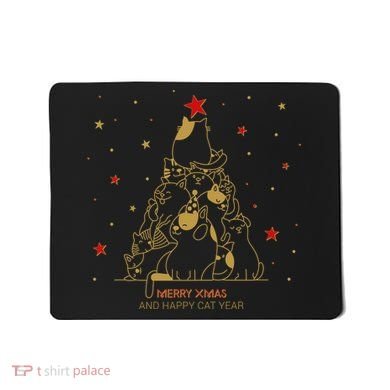 Funny Merry XMas and Happy Cat Year Christmas Tree Mousepad