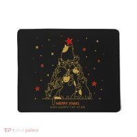 Funny Merry XMas and Happy Cat Year Christmas Tree Mousepad thumb 0