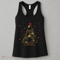 Funny Merry XMas and Happy Cat Year Christmas Tree Women's Tank Top thumb 3