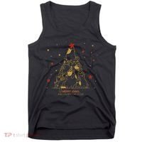 Funny Merry XMas and Happy Cat Year Christmas Tree Tank Top thumb 0