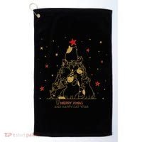 Funny Merry XMas and Happy Cat Year Christmas Tree Golf Towel thumb 0