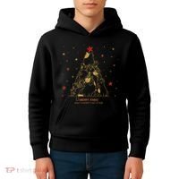 Funny Merry XMas and Happy Cat Year Christmas Tree Kids Hoodie thumb 4