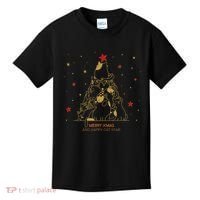 Funny Merry XMas and Happy Cat Year Christmas Tree Kids T-Shirt thumb 0