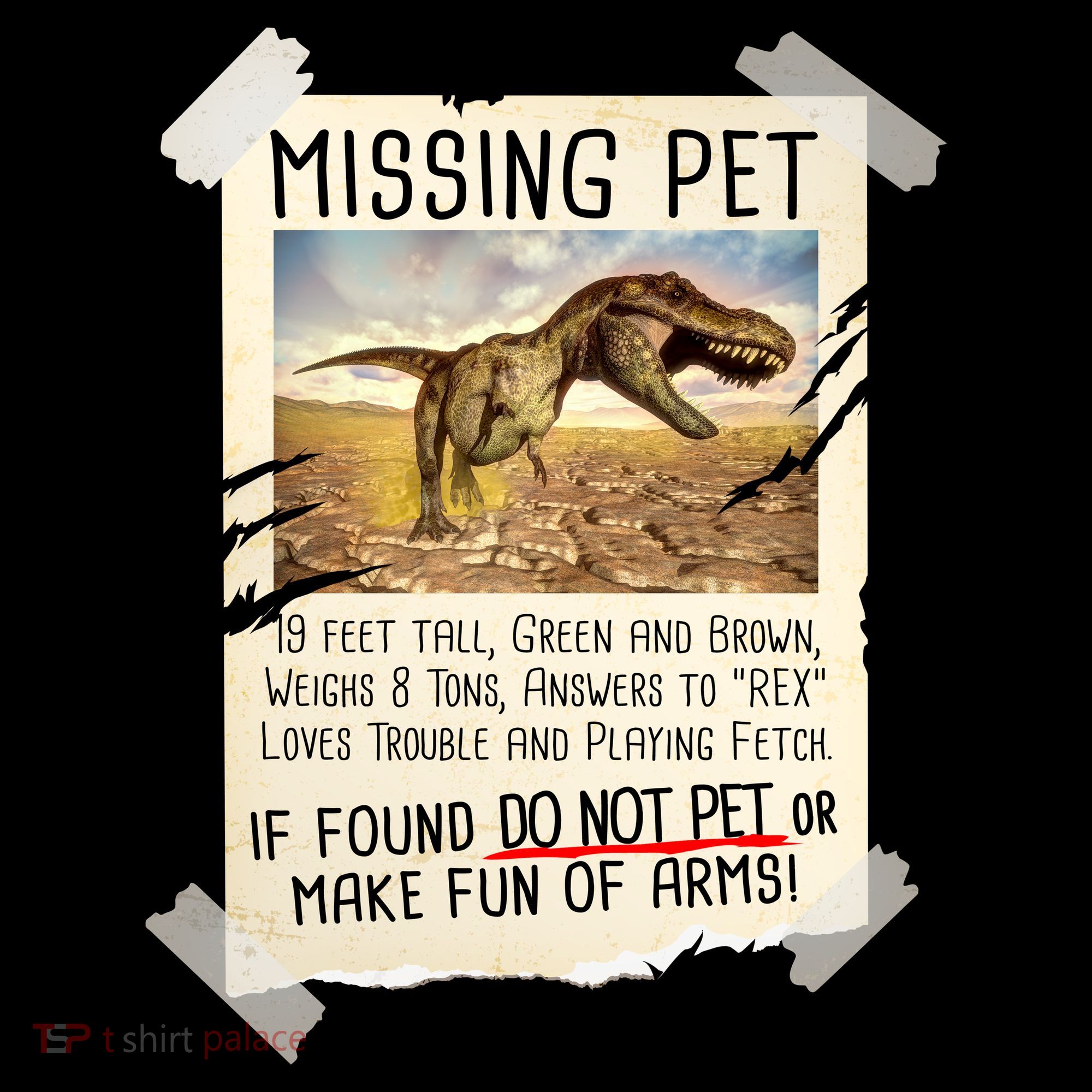 Funny Missing Pet T-Rex Dinosaur Long Sleeve Shirt