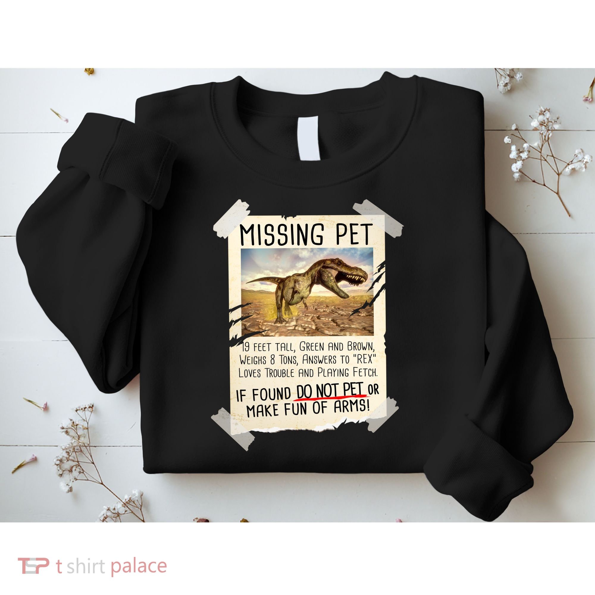 Funny Missing Pet T-Rex Dinosaur Sweatshirt
