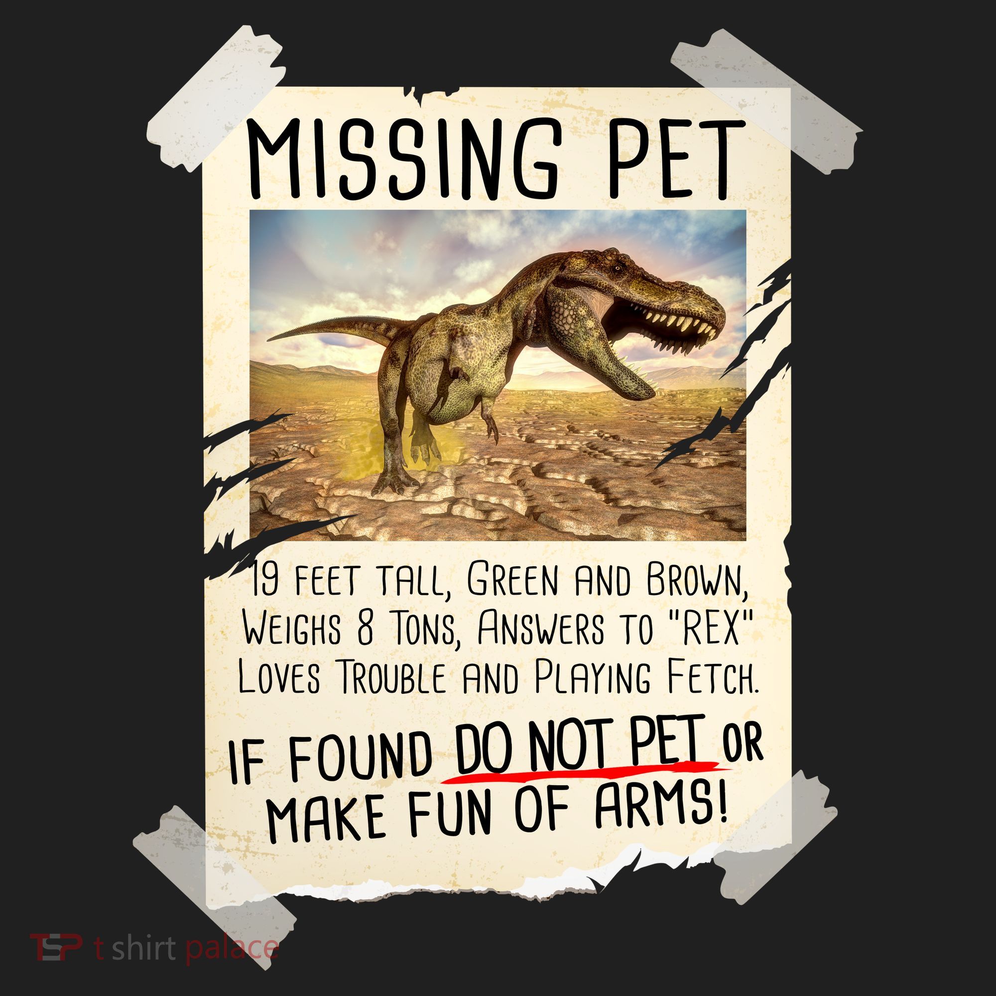 Funny Missing Pet T-Rex Dinosaur Tumbler