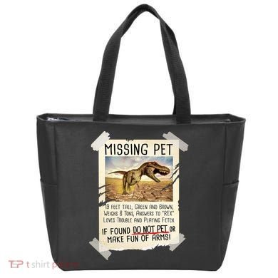 Funny Missing Pet T-Rex Dinosaur Tote Bag