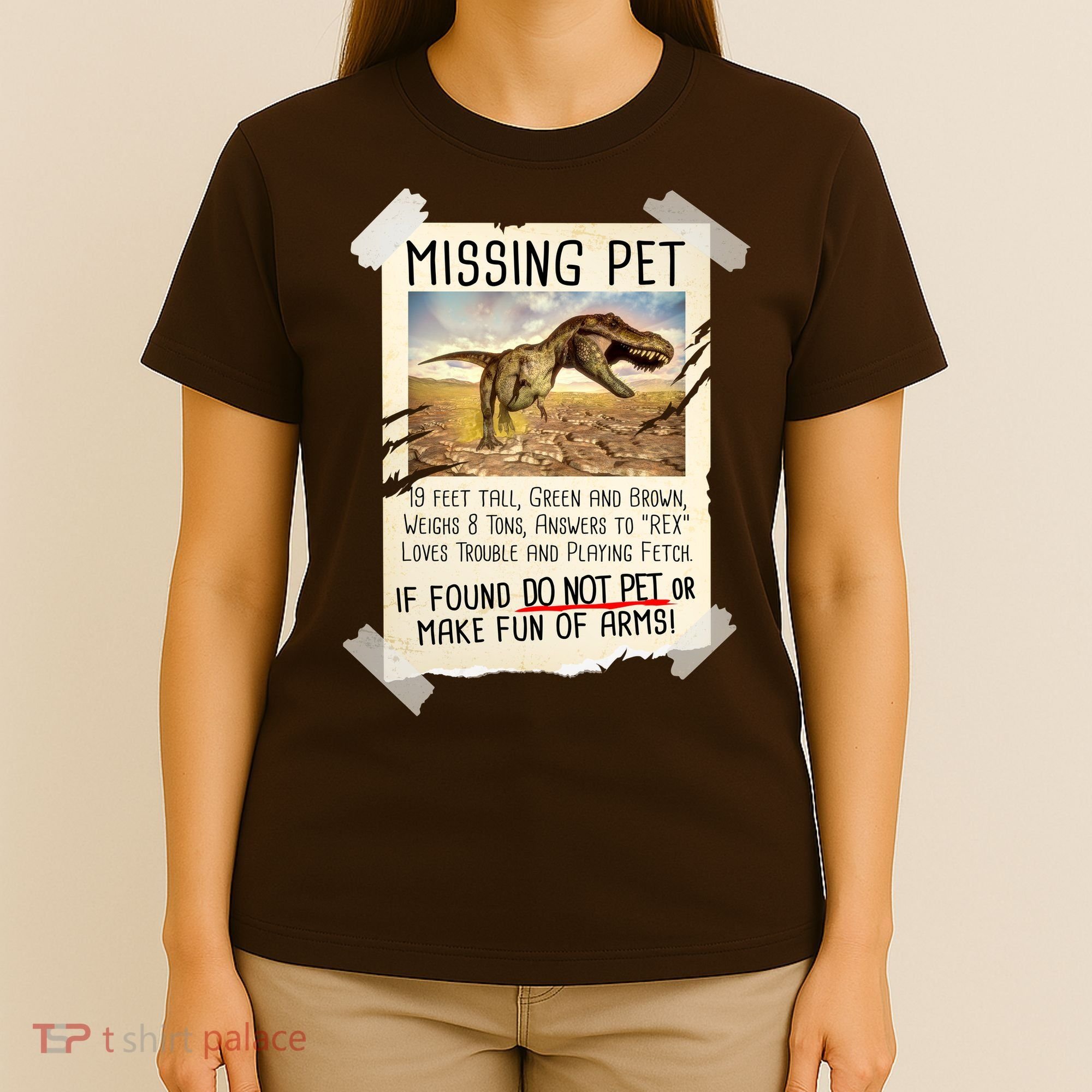 Funny Missing Pet T-Rex Dinosaur T-Shirt