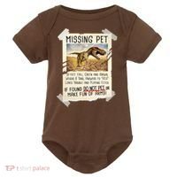 Funny Missing Pet T-Rex Dinosaur Baby Bodysuit thumb 0