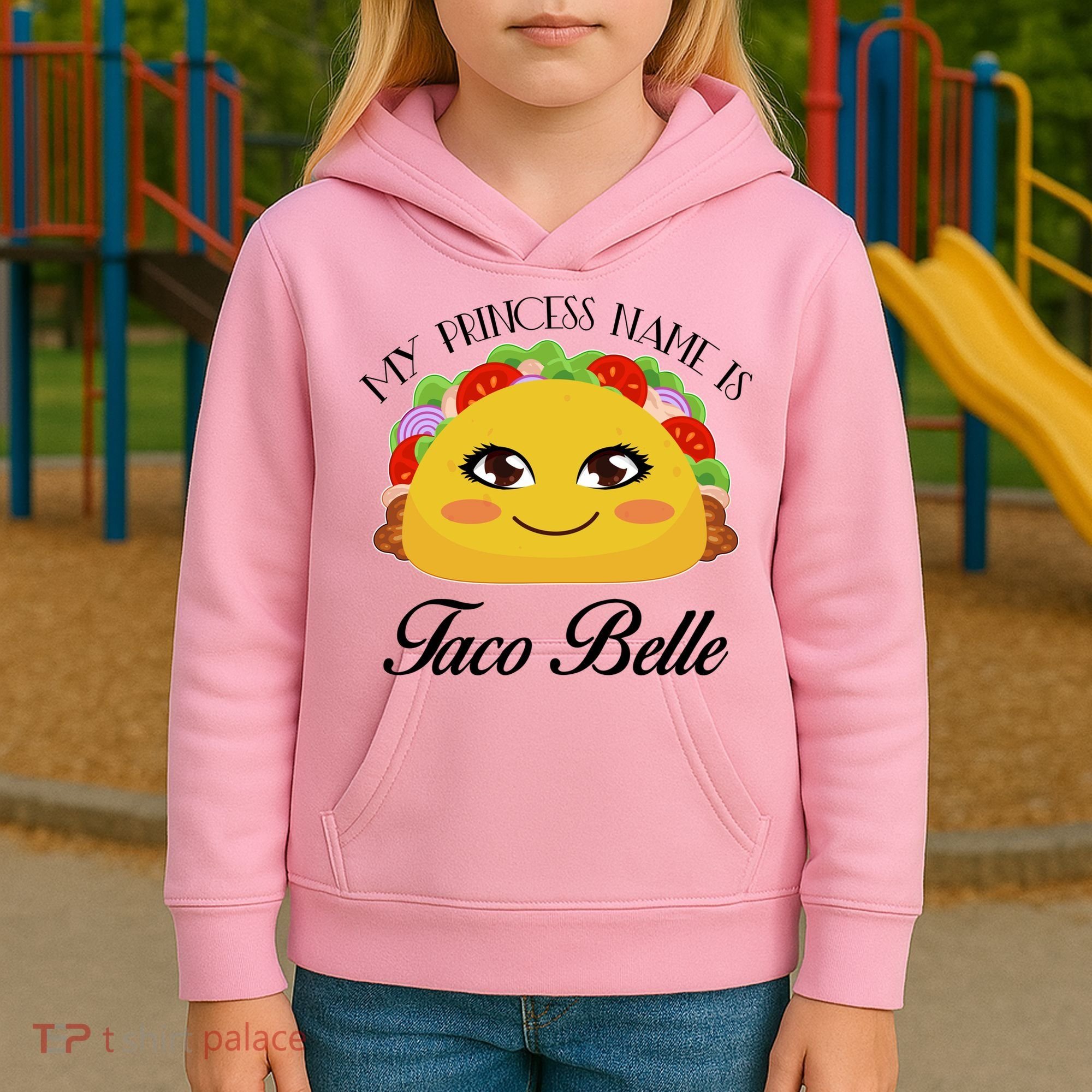 Funny My Princess Name is Taco Belle Kids Hoodie