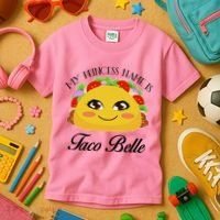 Funny My Princess Name is Taco Belle Kids T-Shirt thumb 3