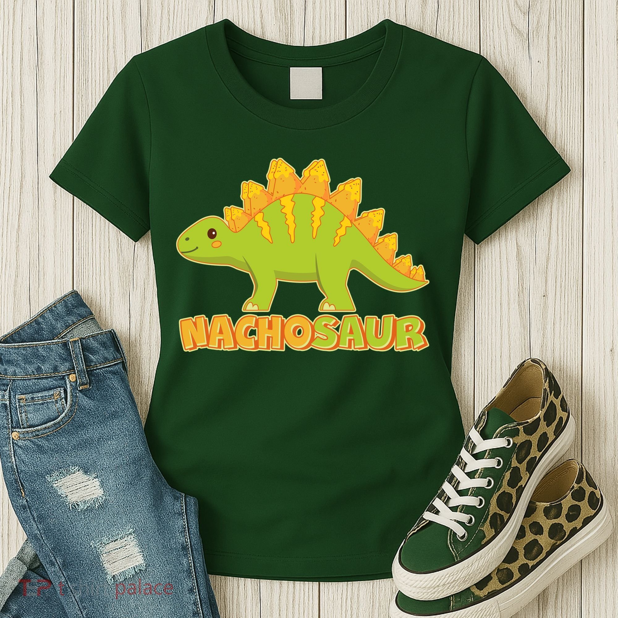 Funny Nachosaur Nacho Cheese Stegosaurus Dinosaur Women's T-Shirt