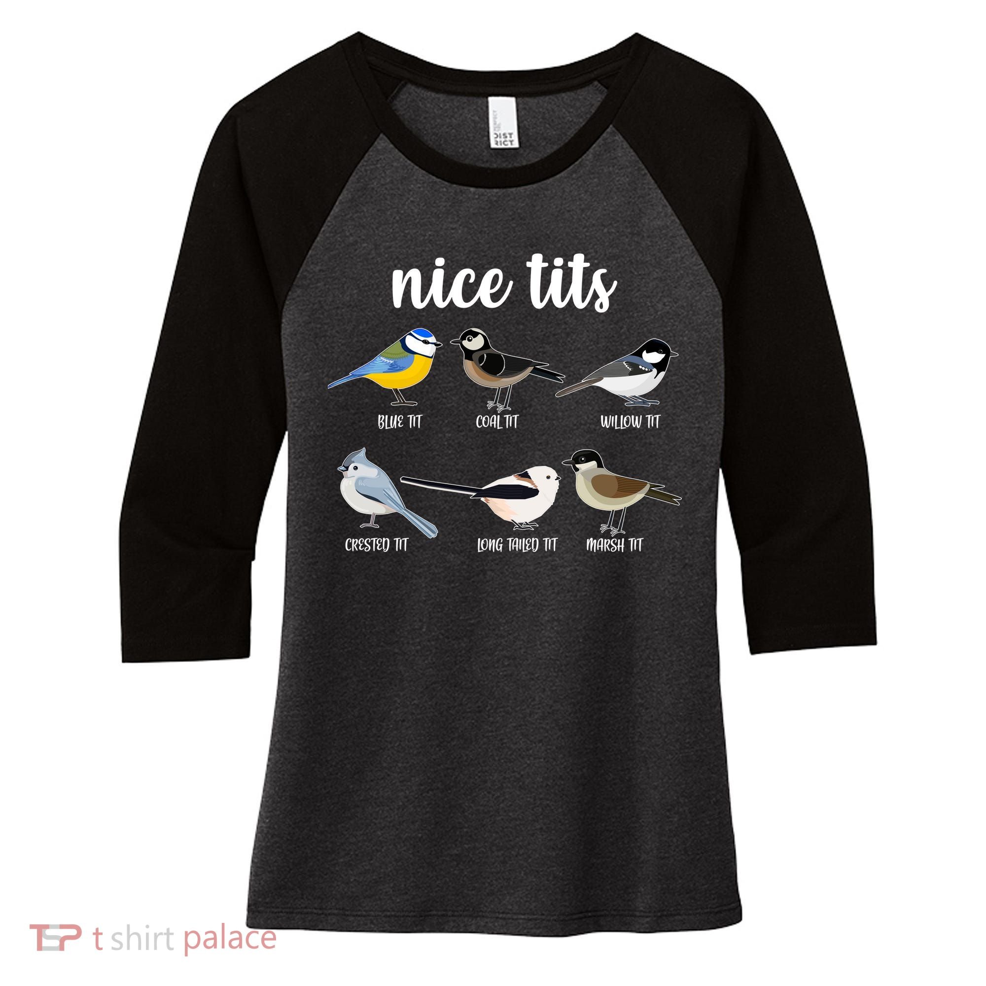 Funny Nice Tits Birds Women's Tri-Blend 3/4-Sleeve Raglan Shirt
